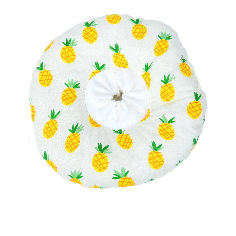 KFX-4403645 Adorable Cotton Pet Hats for Cats – Fun Designs: Pink Rabbit, Dinosaur, Gray Fish, Yellow Watermelon, Cat Face, Pineapple, Green Forest - Size XS to L