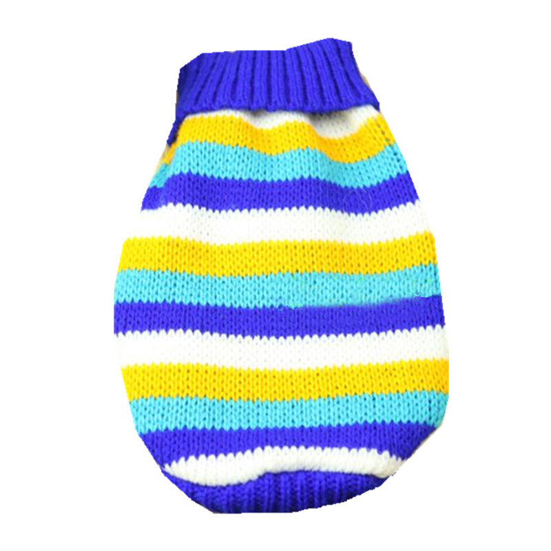 KFX-4405821 Cozy Striped Pet Sweater for Autumn and Winter - Warm Polyester Dog Clothing