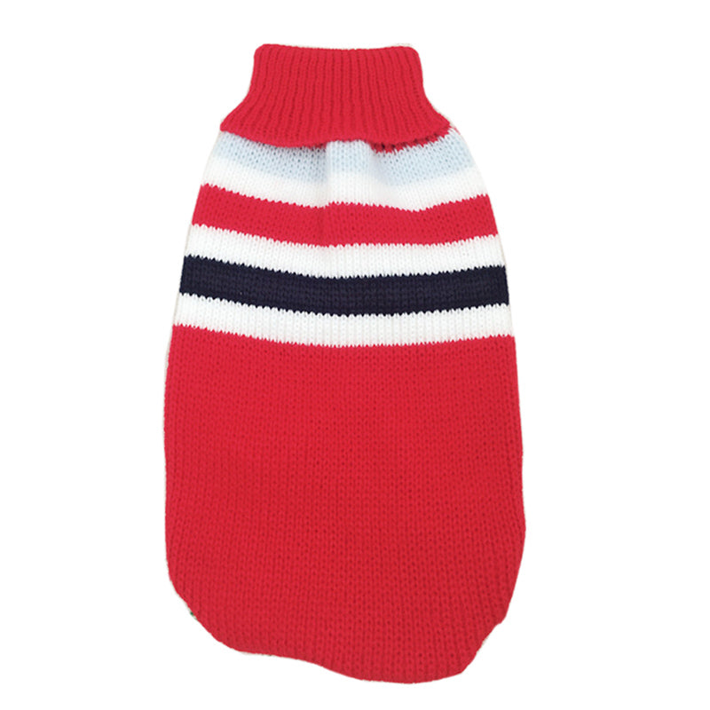 KFX-4405821 Cozy Striped Pet Sweater for Autumn and Winter - Warm Polyester Dog Clothing