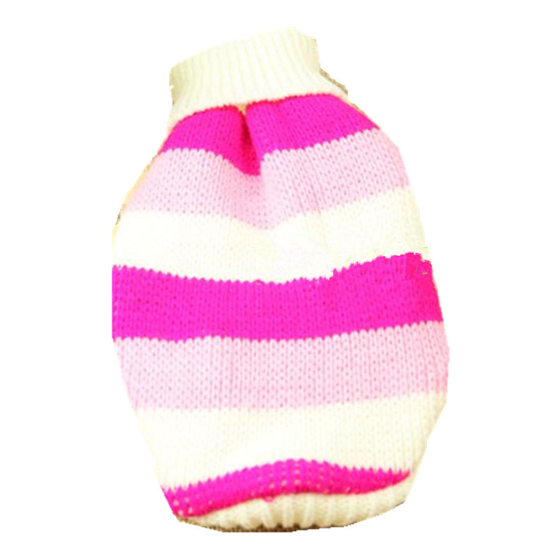 KFX-4405821 Cozy Striped Pet Sweater for Autumn and Winter - Warm Polyester Dog Clothing