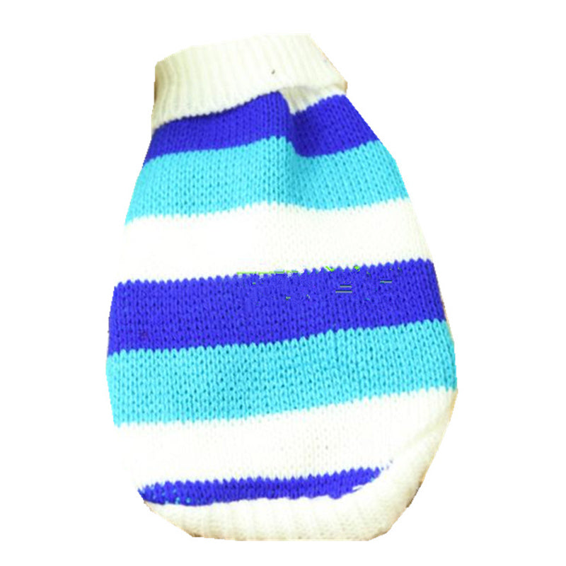KFX-4405821 Cozy Striped Pet Sweater for Autumn and Winter - Warm Polyester Dog Clothing