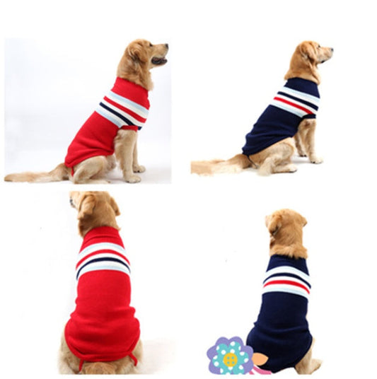 KFX-4405821 Cozy Striped Pet Sweater for Autumn and Winter - Warm Polyester Dog Clothing