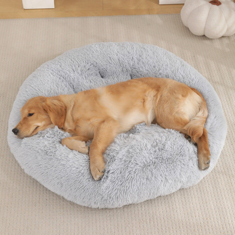 KFX-4406077 Plush Round Dog Mat Bed in Various Colors for Cozy Sleep Environment