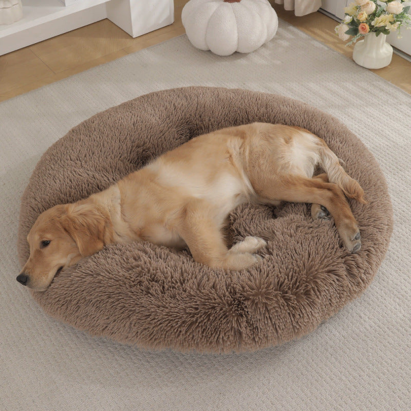 KFX-4406077 Plush Round Dog Mat Bed in Various Colors for Cozy Sleep Environment