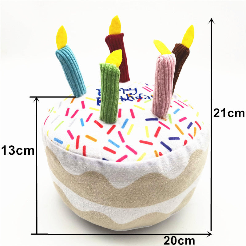 KFX-4407101 Dog Birthday Cake Plush Toy Set - Short Plush Material, Multiple Sizes Available