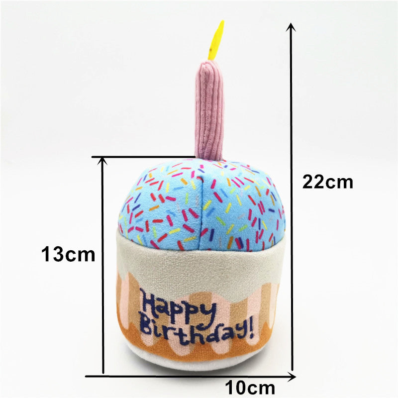 KFX-4407101 Dog Birthday Cake Plush Toy Set - Short Plush Material, Multiple Sizes Available