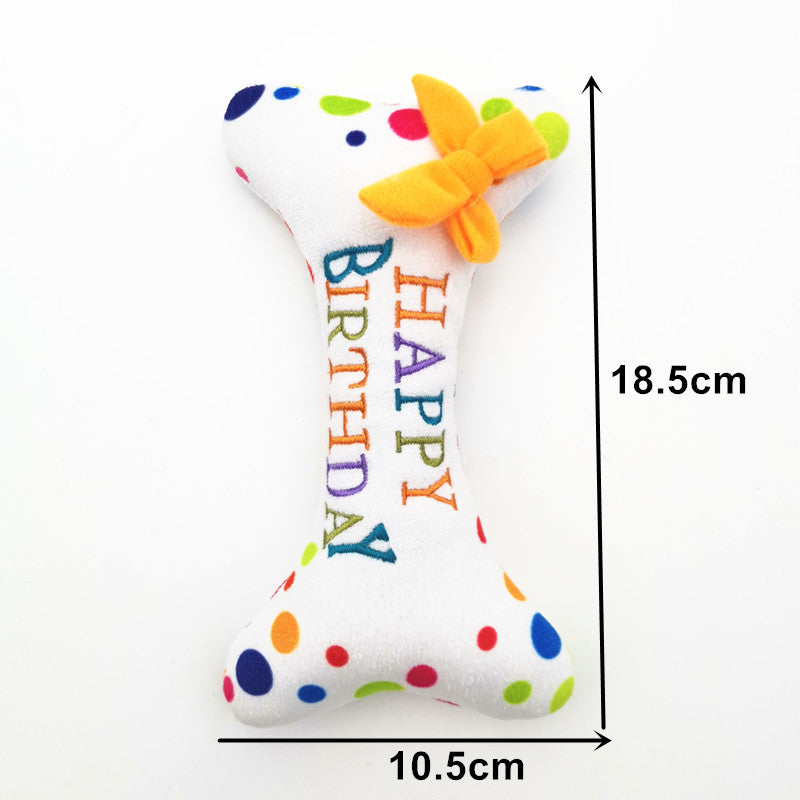 KFX-4407101 Dog Birthday Cake Plush Toy Set - Short Plush Material, Multiple Sizes Available