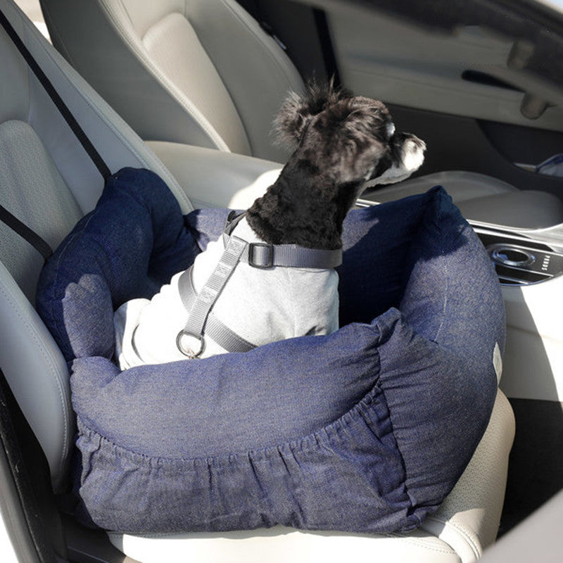 KFX-4409661 Pet Car Seat Protector Pad for Dogs and Cats - Soft and Safe Car/House Use, Dark Stripe, Navy, Gray