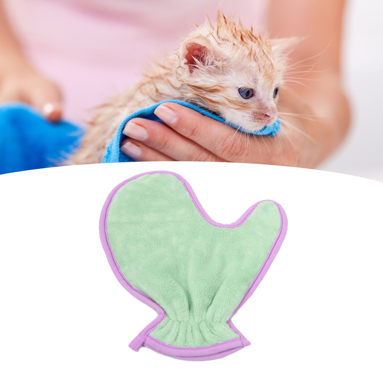 KFX-4412861 Double-Sided Absorbent Fiber Pet Bath Towel Gloves for Cats and Dogs