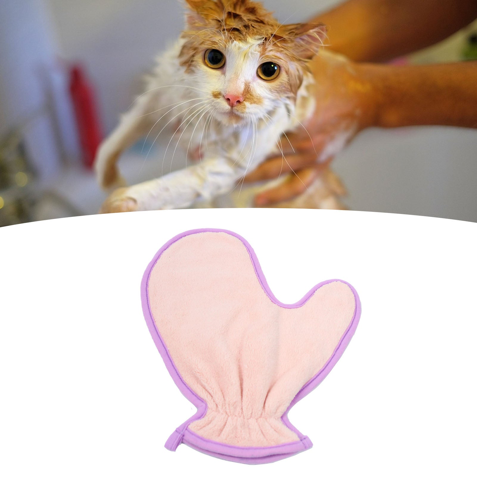 KFX-4412861 Double-Sided Absorbent Fiber Pet Bath Towel Gloves for Cats and Dogs