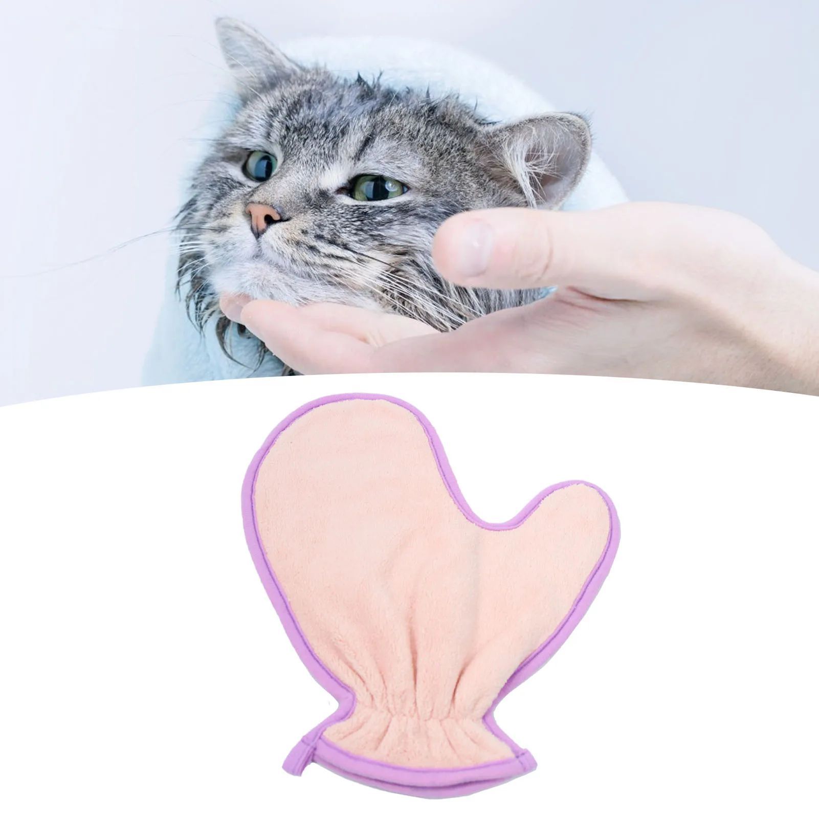 KFX-4412861 Double-Sided Absorbent Fiber Pet Bath Towel Gloves for Cats and Dogs