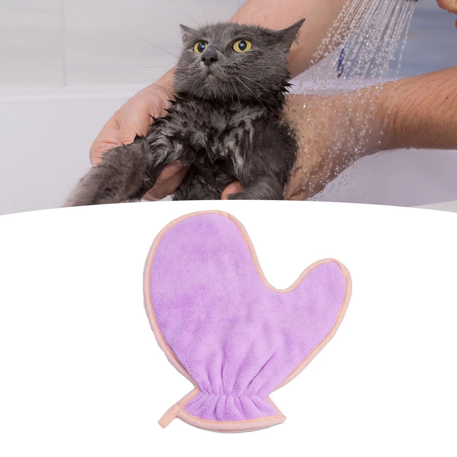 KFX-4412861 Double-Sided Absorbent Fiber Pet Bath Towel Gloves for Cats and Dogs