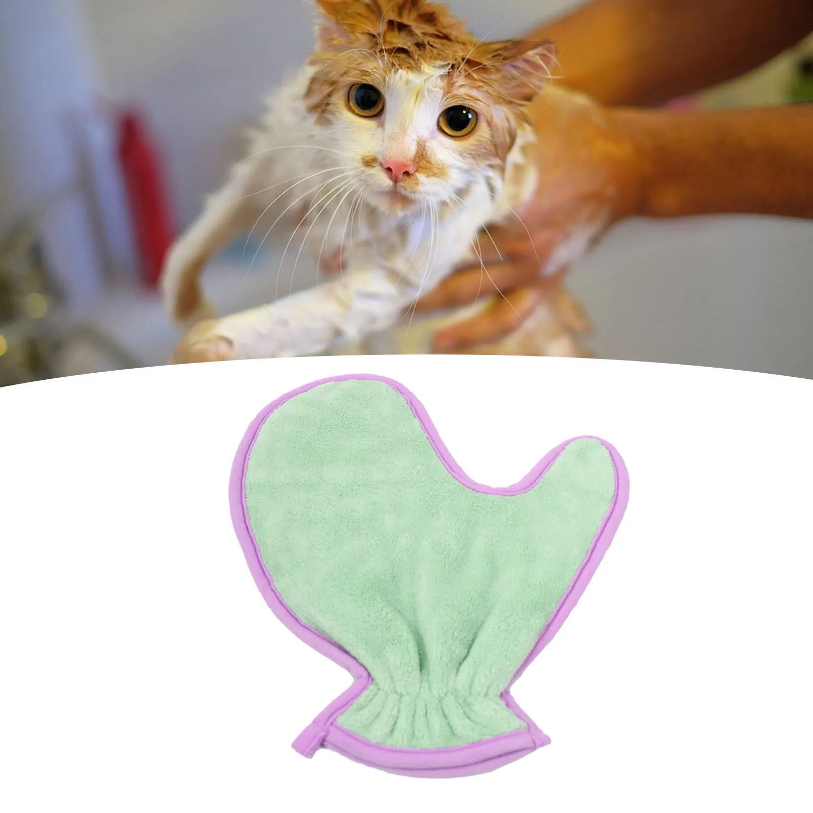 KFX-4412861 Double-Sided Absorbent Fiber Pet Bath Towel Gloves for Cats and Dogs