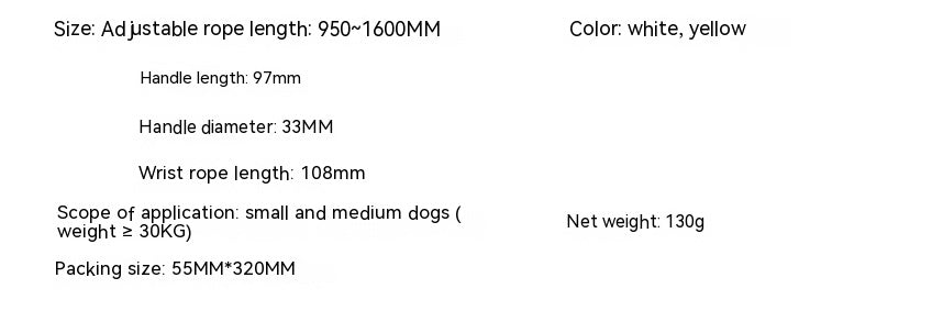 KFX-4412989 Stretchable Dog Leash for Small to Medium Breeds - Durable Nylon Material in Black, White, or Yellow