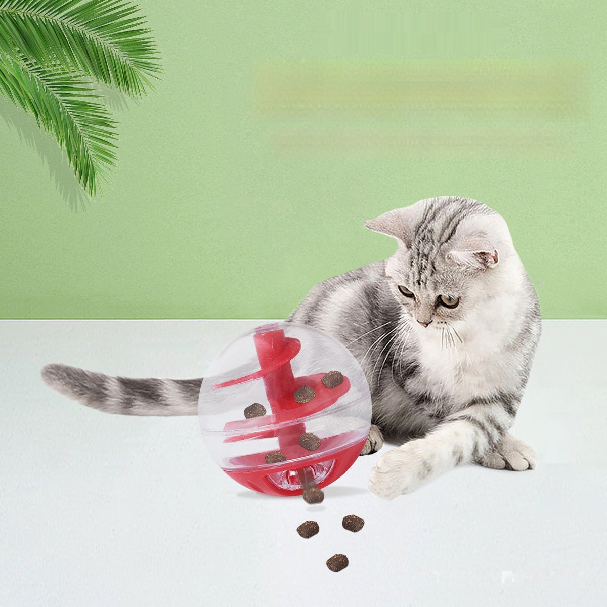 KFX-4416957 Compact Cat Food Leakage Feeder for Training - Red & Blue Options, Durable Plastic Design