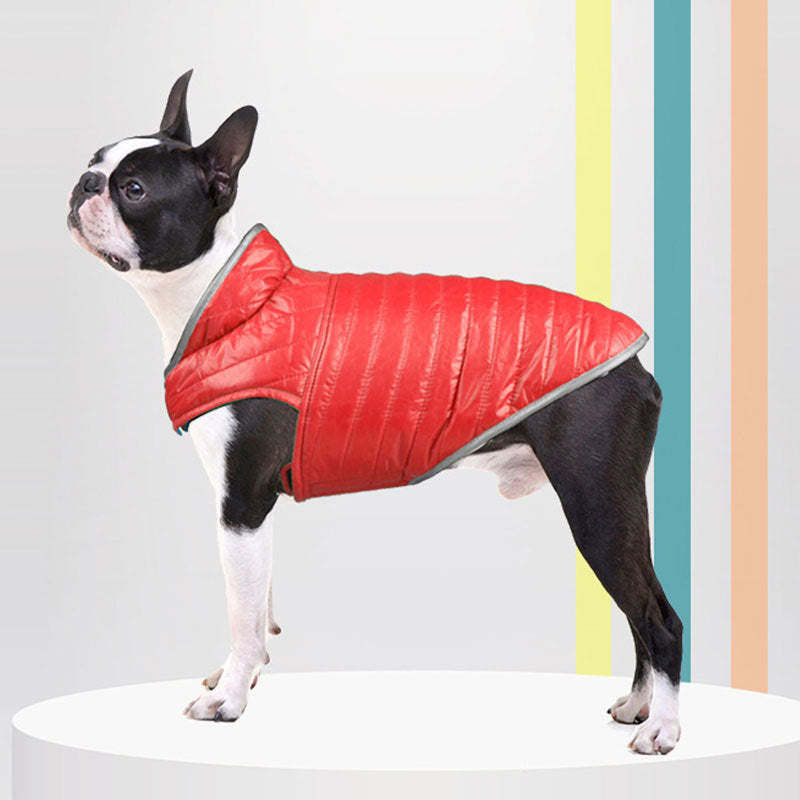 KFX-4417597 Double-Sided Cotton Coat for Dogs - Light Down Vest in Red, Orange, Pink, and Blue