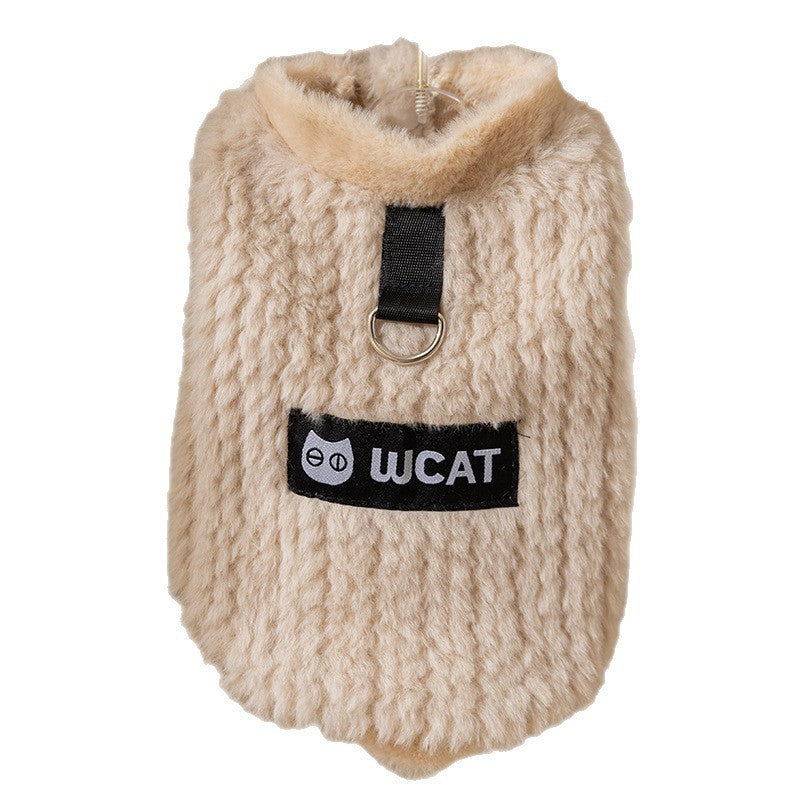 KFX-4417725 Fleece Vest for Small and Medium Dogs - Sleeveless Warm Pet Clothing in Soft Green and Neutral Beige