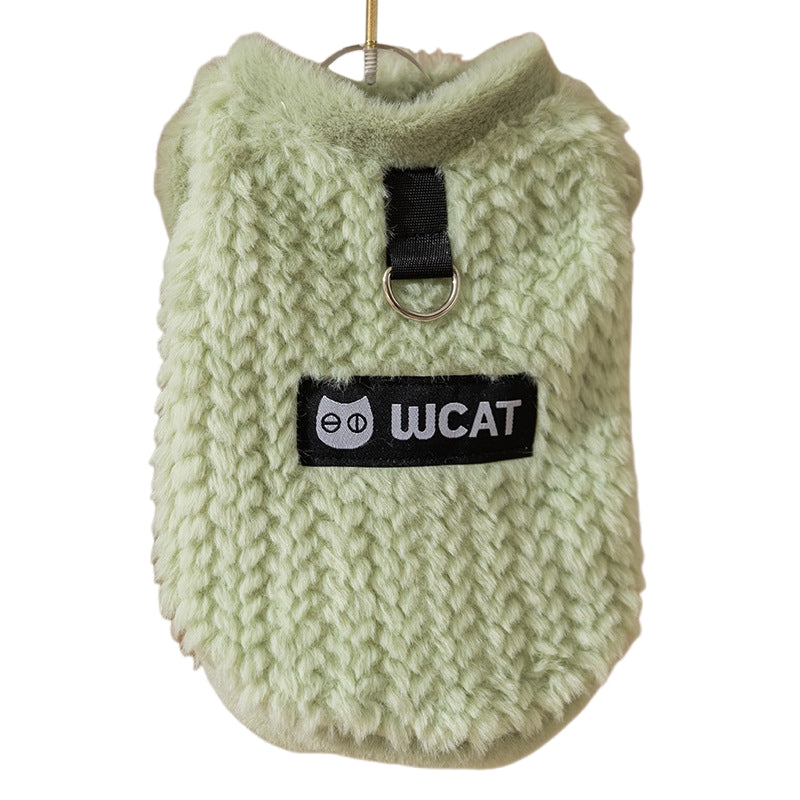 KFX-4417725 Fleece Vest for Small and Medium Dogs - Sleeveless Warm Pet Clothing in Soft Green and Neutral Beige