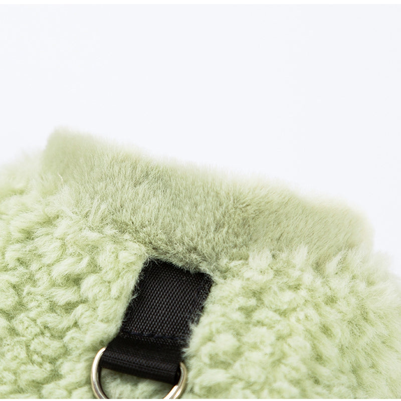 KFX-4417725 Fleece Vest for Small and Medium Dogs - Sleeveless Warm Pet Clothing in Soft Green and Neutral Beige
