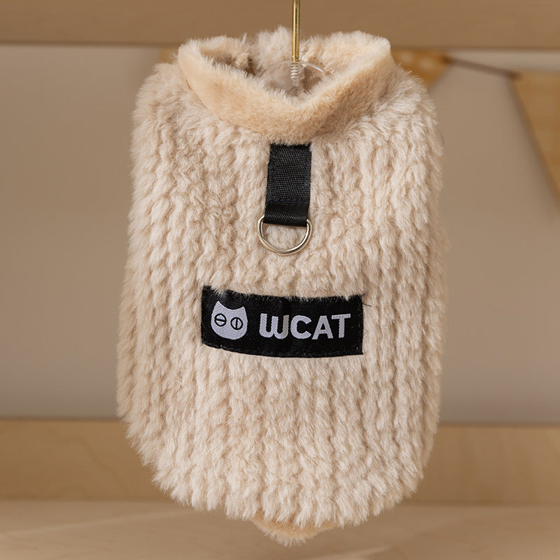 KFX-4417725 Fleece Vest for Small and Medium Dogs - Sleeveless Warm Pet Clothing in Soft Green and Neutral Beige