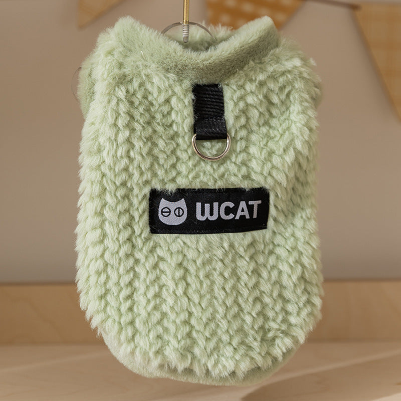 KFX-4417725 Fleece Vest for Small and Medium Dogs - Sleeveless Warm Pet Clothing in Soft Green and Neutral Beige