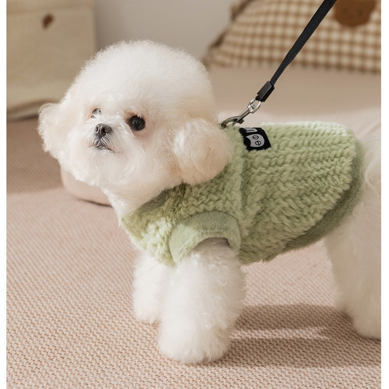 KFX-4417725 Fleece Vest for Small and Medium Dogs - Sleeveless Warm Pet Clothing in Soft Green and Neutral Beige