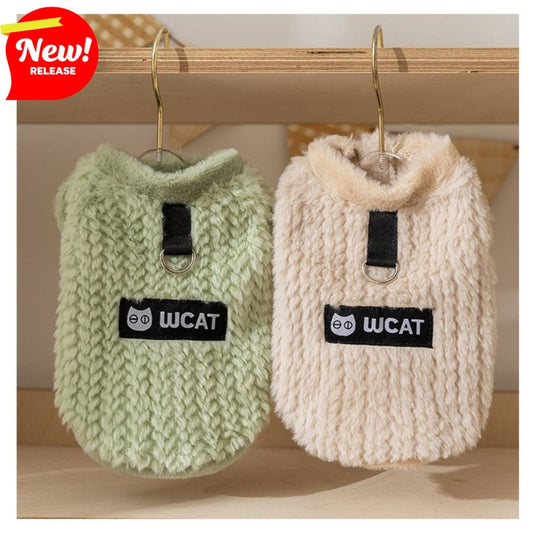 KFX-4417725 Fleece Vest for Small and Medium Dogs - Sleeveless Warm Pet Clothing in Soft Green and Neutral Beige