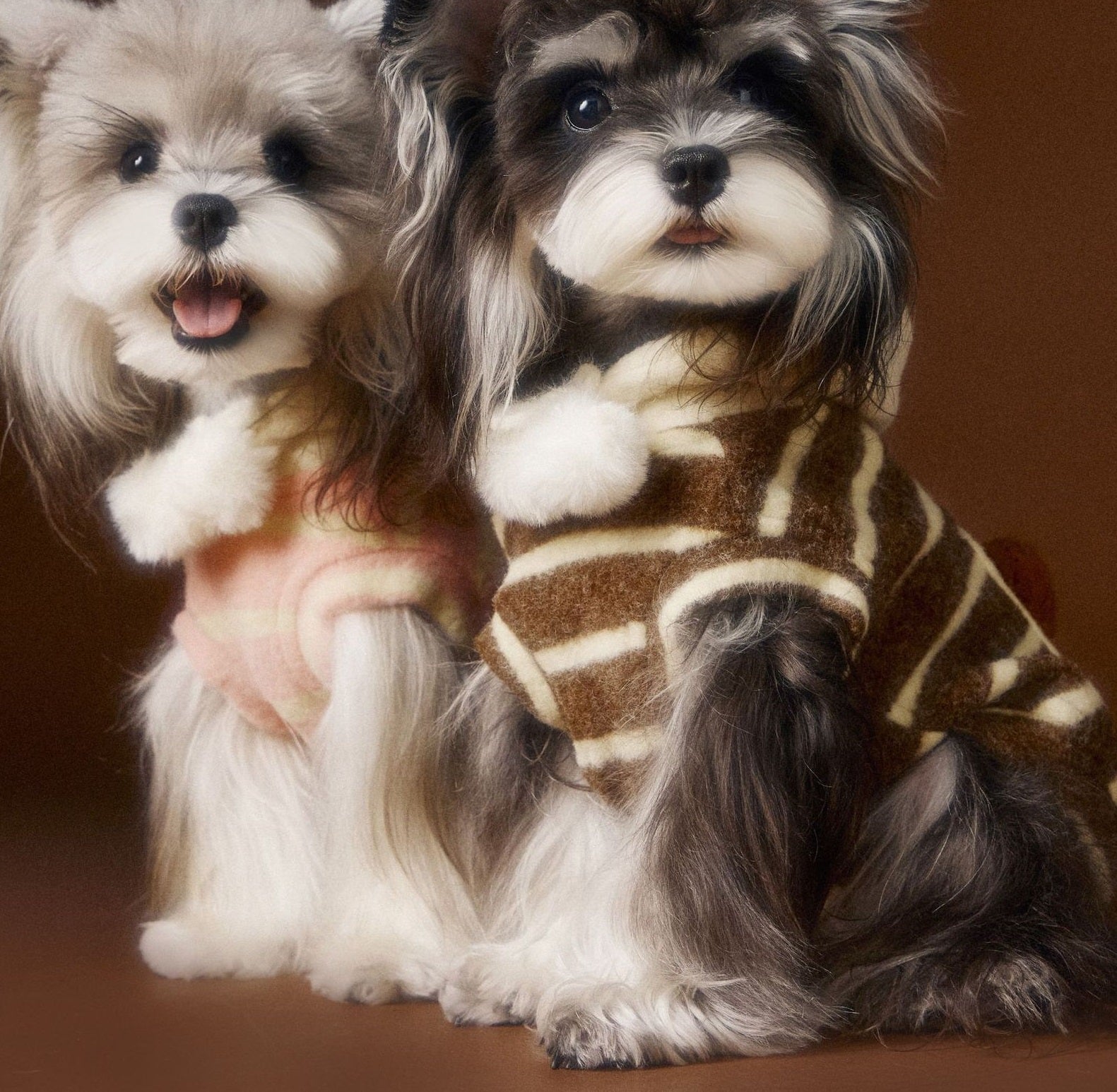 KFX-4418749 Cute Felt Biscuit Sweater for Pets in Pink and Coffee, Sizes XS-XXL