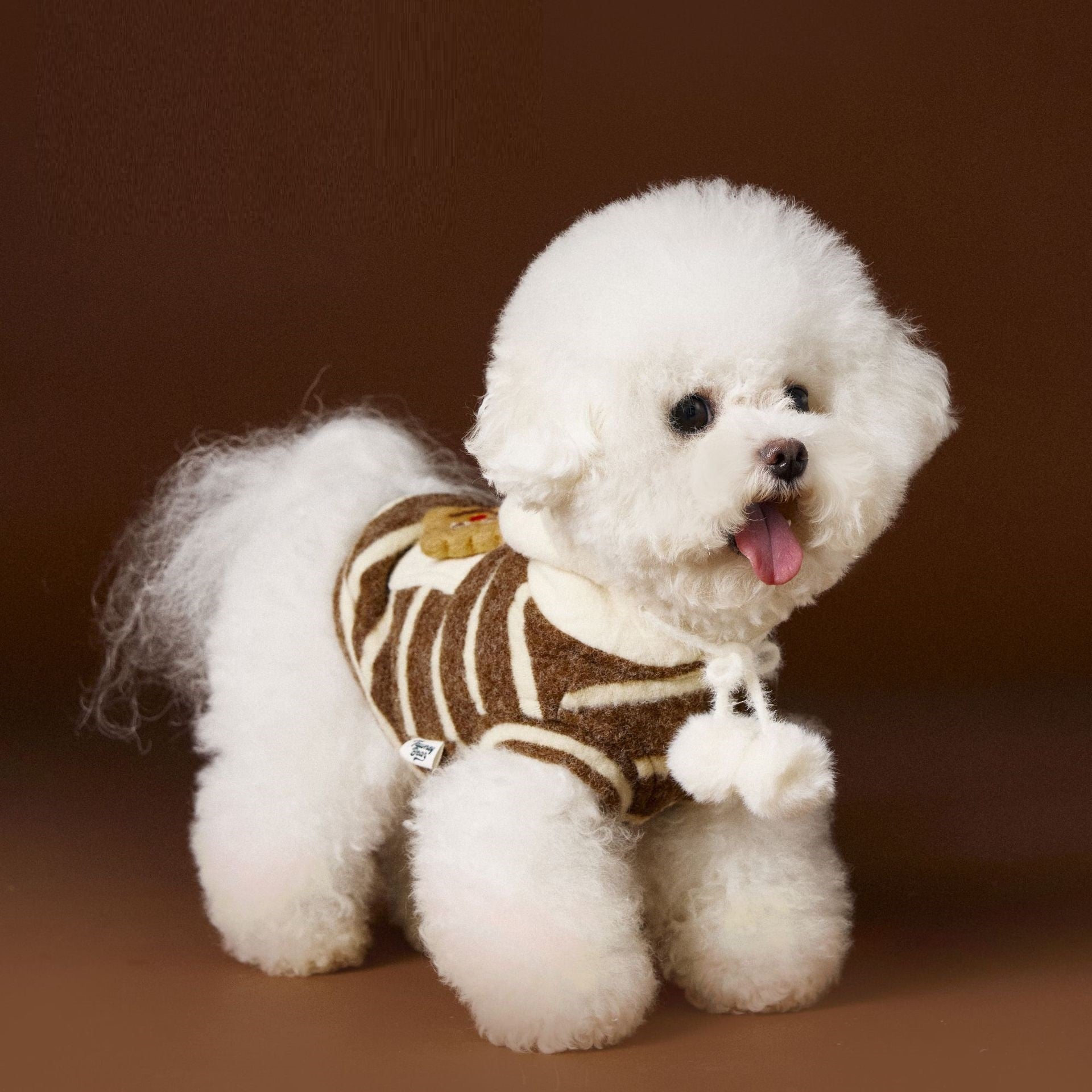 KFX-4418749 Cute Felt Biscuit Sweater for Pets in Pink and Coffee, Sizes XS-XXL