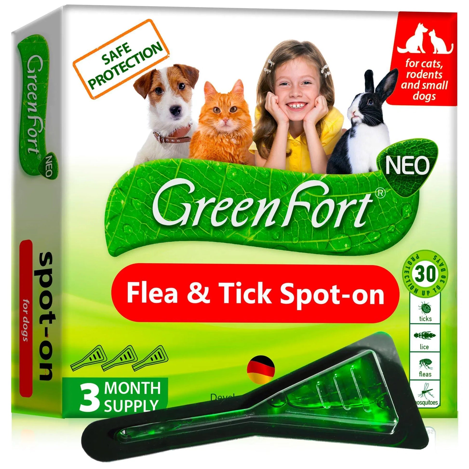 KFX-4419005 Natural Flea and Tick Prevention for Dogs, Cats, and Rabbits – Safe Topical Treatment with Essential Oils