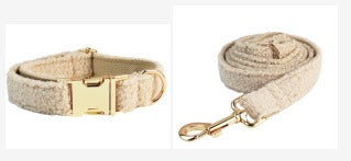KFX-4420925 Minimalist Cream Pet Collar and Harness Set with Leash and Bow