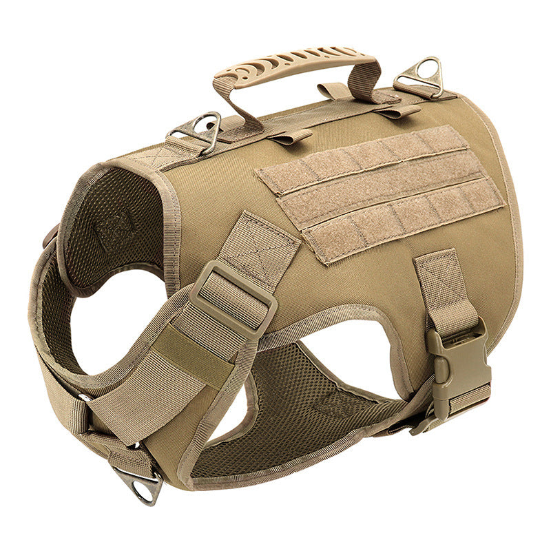 KFX-4422717 Tactics K9 Nylon Chest Harness Vest for Dogs - Wolf Brown & Night Black, Adjustable Sizes S, M, L