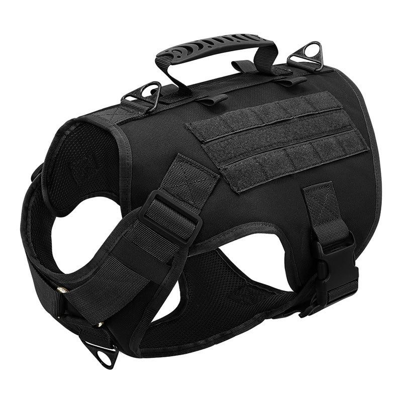 KFX-4422717 Tactics K9 Nylon Chest Harness Vest for Dogs - Wolf Brown & Night Black, Adjustable Sizes S, M, L