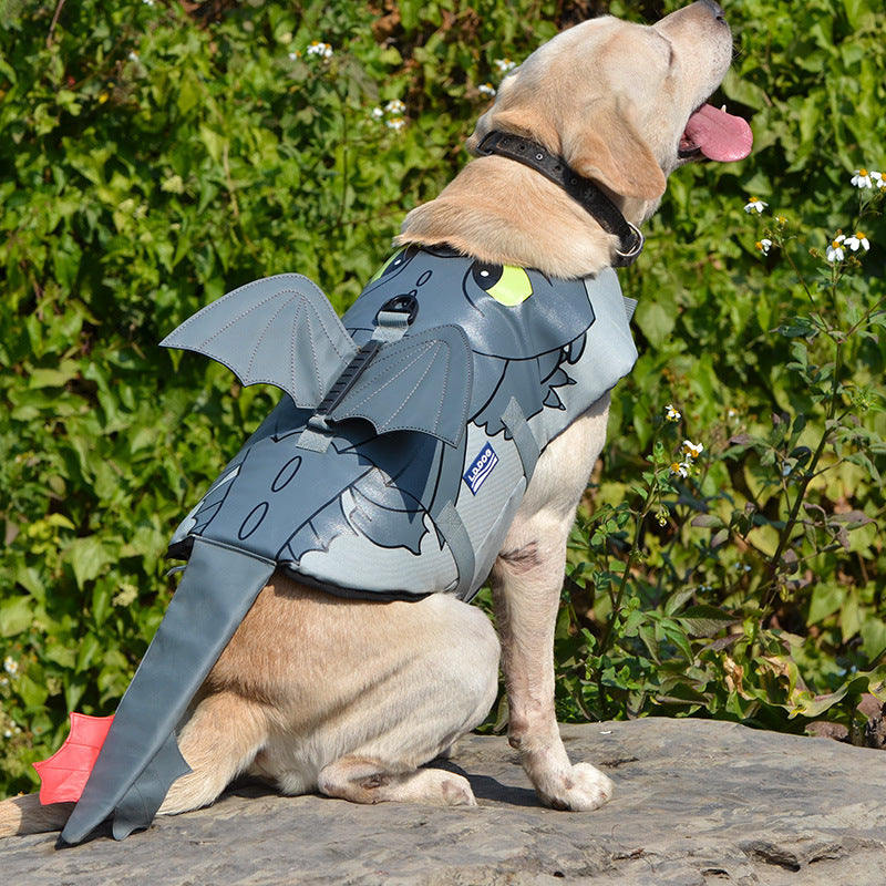 KFX-4426301 Flying Dragon Cartoon Dog Swimsuit - Grey Polyester Size S, M, L
