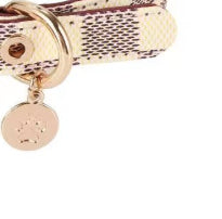 KFX-4426685 Floral Pattern PU Leather Pet Collar with Matching Leash - Milky White, Brown, Dark Gray Plads