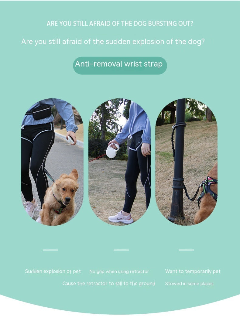 KFX-4428477 Hands-Free Dog Leash with Wrist Strap for Easy Walking, Multiple Color Options Available