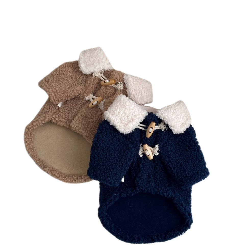KFX-4429245 Thick Warm Polar Fleece Dog Jacket for Autumn and Winter - Available in Navy Blue and Khaki, Sizes XS to XL