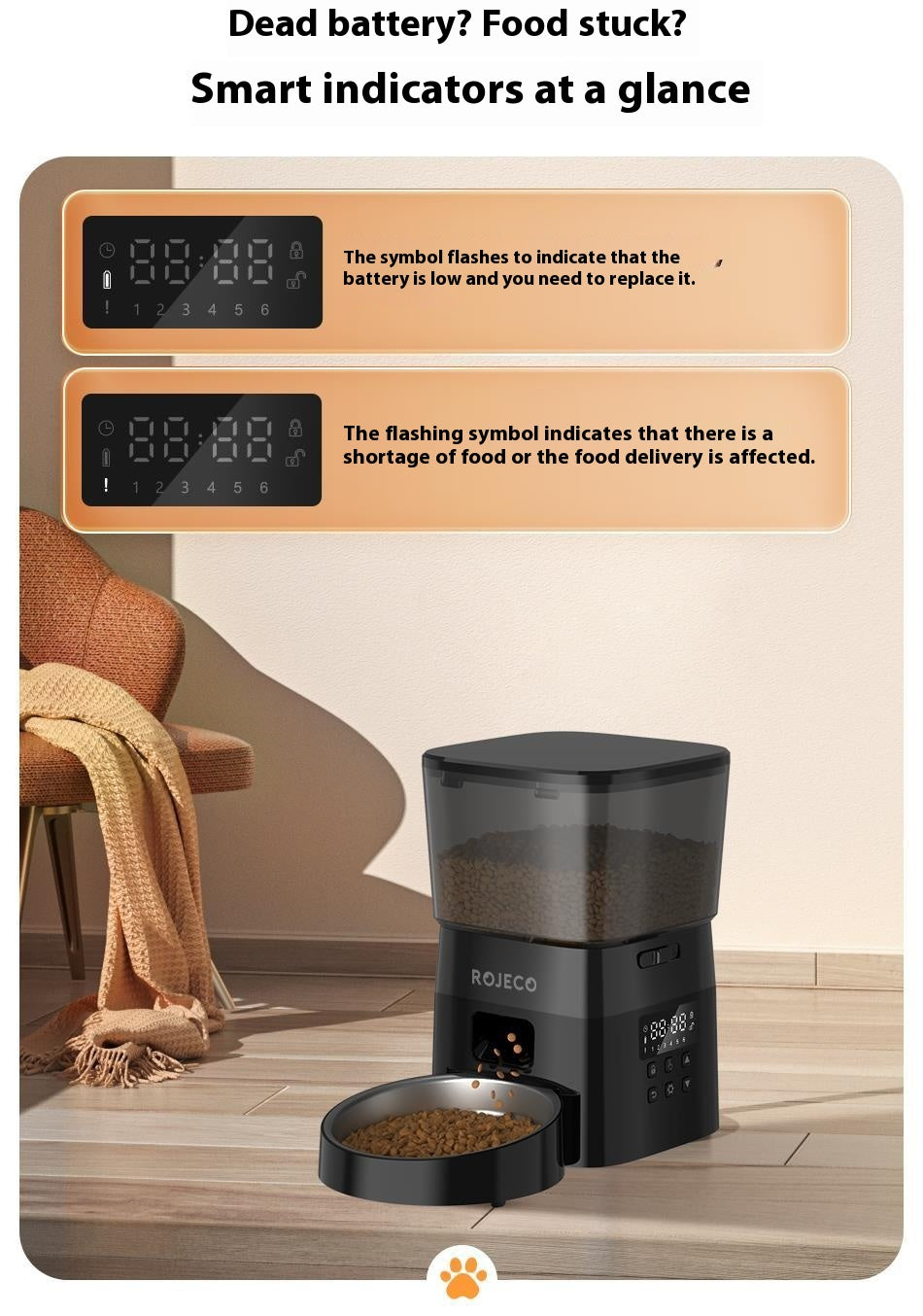 KFX-4429501 Automatic Pet Feeder with 2L Capacity and Stainless Steel Bowl