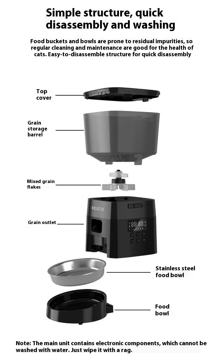 KFX-4429501 Automatic Pet Feeder with 2L Capacity and Stainless Steel Bowl