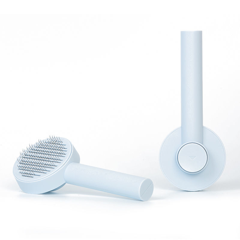 KFX-4430269 Round Handle Self-Cleaning Pet Comb with Sticky Bead Steel Teeth for Effortless Hair Removal