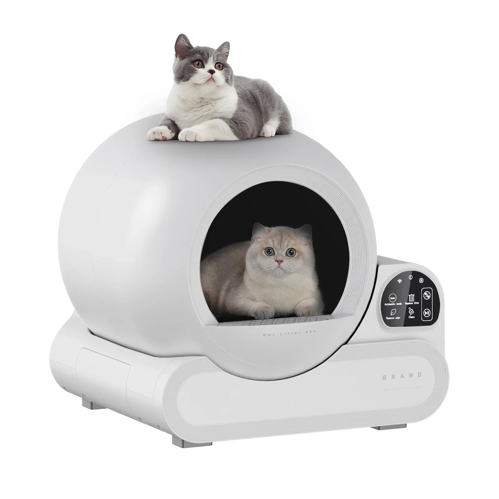KFX-443027 Smart Semi-Automatic Cat Litter Box with 70L Capacity, Easy Clean Features and App Control