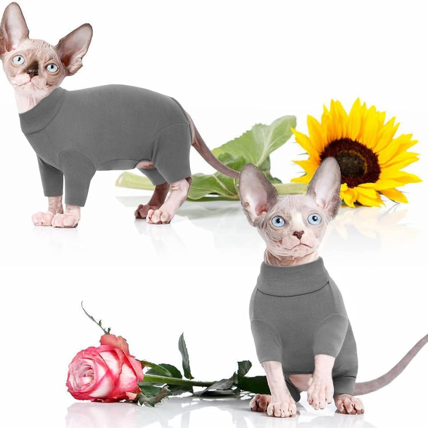 KFX-4431933 Soft Warm Turtleneck Sweater for Hairless Cats and Puppies - Comfortable Winter Pajamas with Sleeves