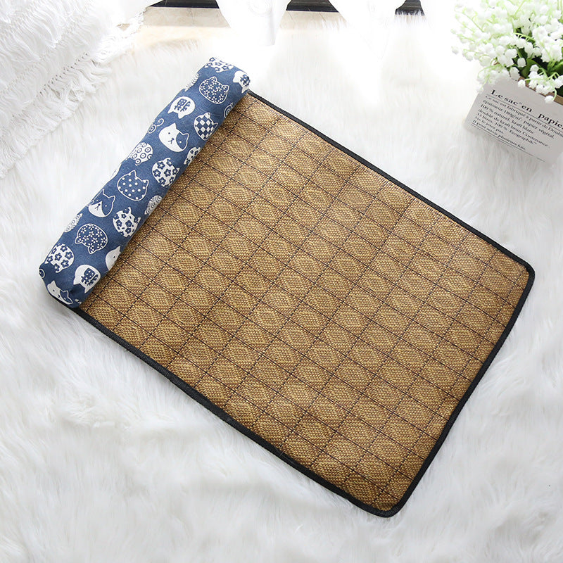 KFX-4434493 Cooling Rattan Pet Mat Pillow Cushion with Durable Edging and Non-Slip Bottom, Multiple Sizes Available