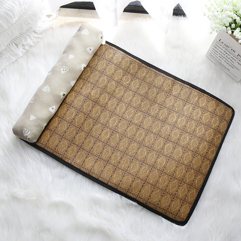 KFX-4434493 Cooling Rattan Pet Mat Pillow Cushion with Durable Edging and Non-Slip Bottom, Multiple Sizes Available