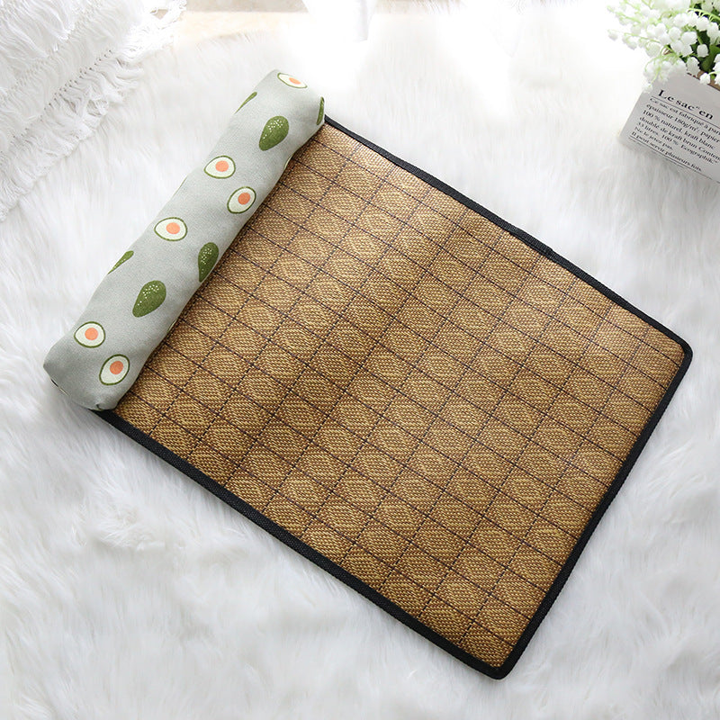 KFX-4434493 Cooling Rattan Pet Mat Pillow Cushion with Durable Edging and Non-Slip Bottom, Multiple Sizes Available