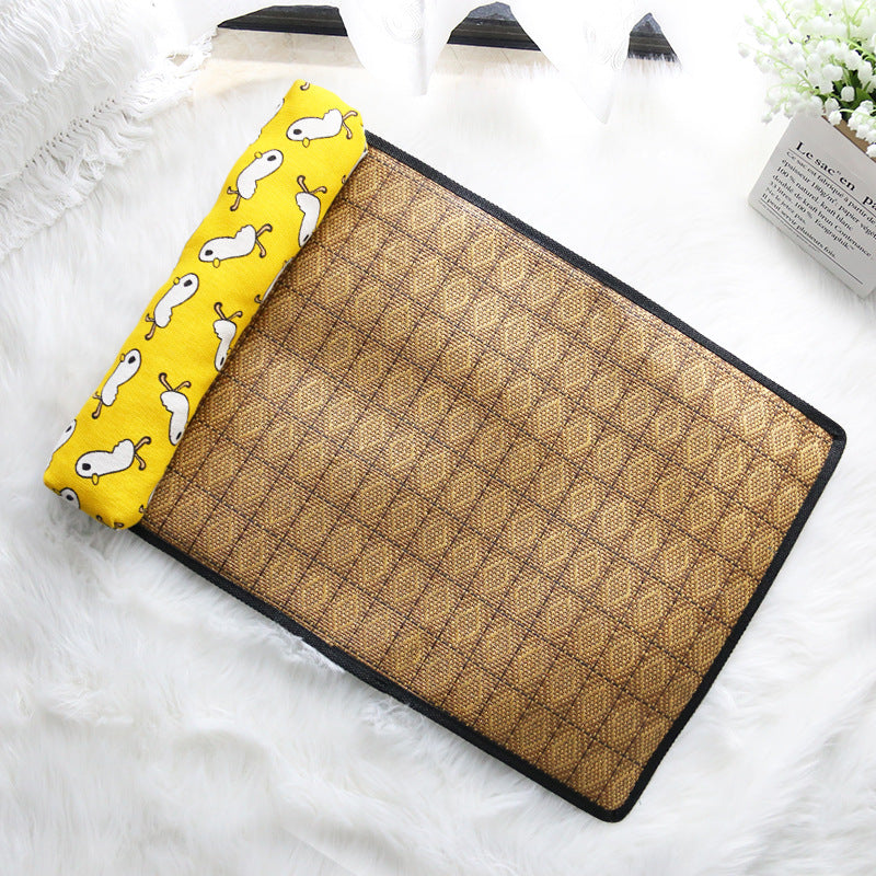 KFX-4434493 Cooling Rattan Pet Mat Pillow Cushion with Durable Edging and Non-Slip Bottom, Multiple Sizes Available