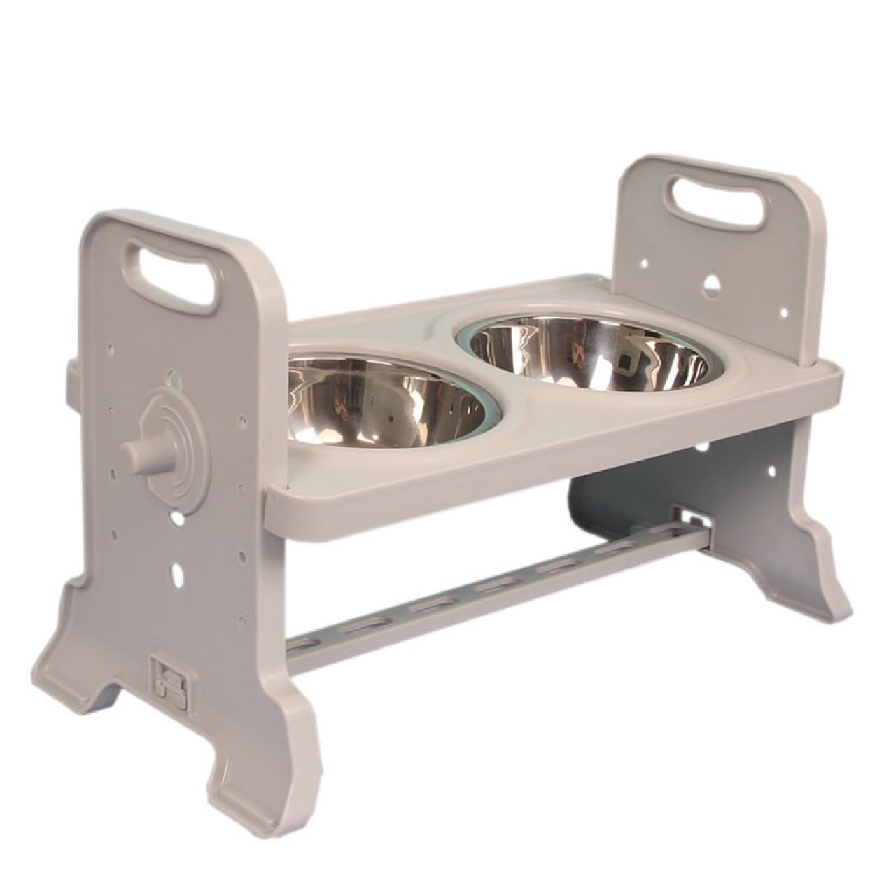 KFX-4434621 Height Adjustable Pet Feeding Table with Double Stainless Steel Bowls - Suitable for Cats and Small Dogs
