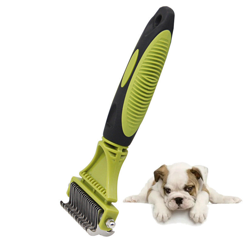 KFX-4436029 Double-Sided Pet Knot Comb for Cats and Dogs – TPR/PP/Stainless Steel, Compact Design