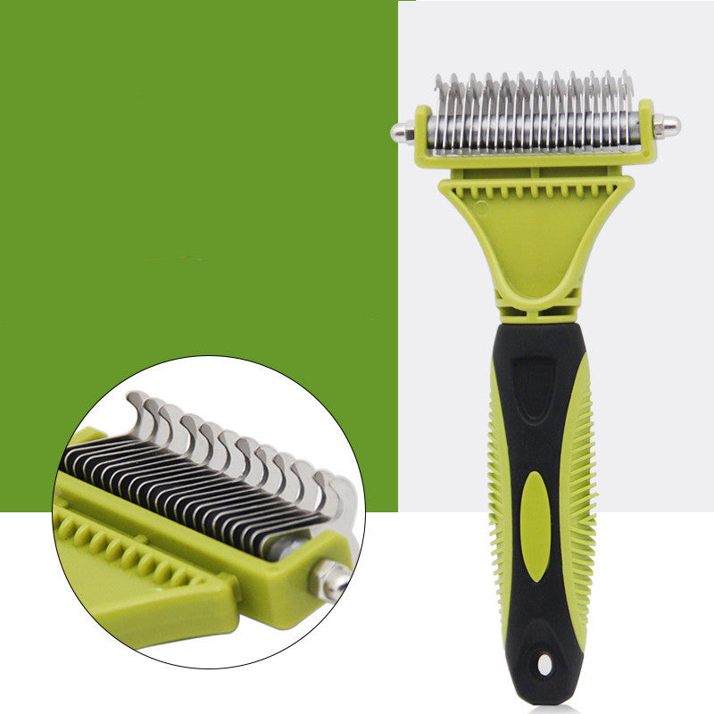 KFX-4436029 Double-Sided Pet Knot Comb for Cats and Dogs – TPR/PP/Stainless Steel, Compact Design