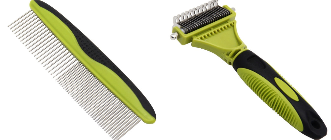 KFX-4436029 Double-Sided Pet Knot Comb for Cats and Dogs – TPR/PP/Stainless Steel, Compact Design